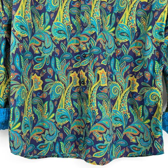 David Smith Australia Men's Slim‎ Fit Paisley Button Up Long Sleeve Shirt Size L - Picture 3 of 11